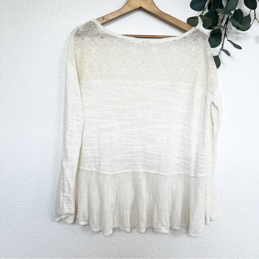 Free People- Beige Kristobel Babydoll Sweater Top- XS